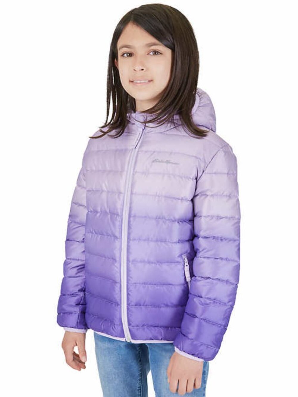New Eddie Bauer Girls Reversible Hooded Down Jacket